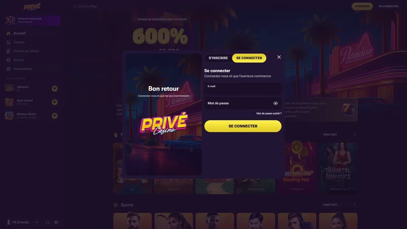Prive casino connexion : Connexion Rapide depuis votre Téléphone